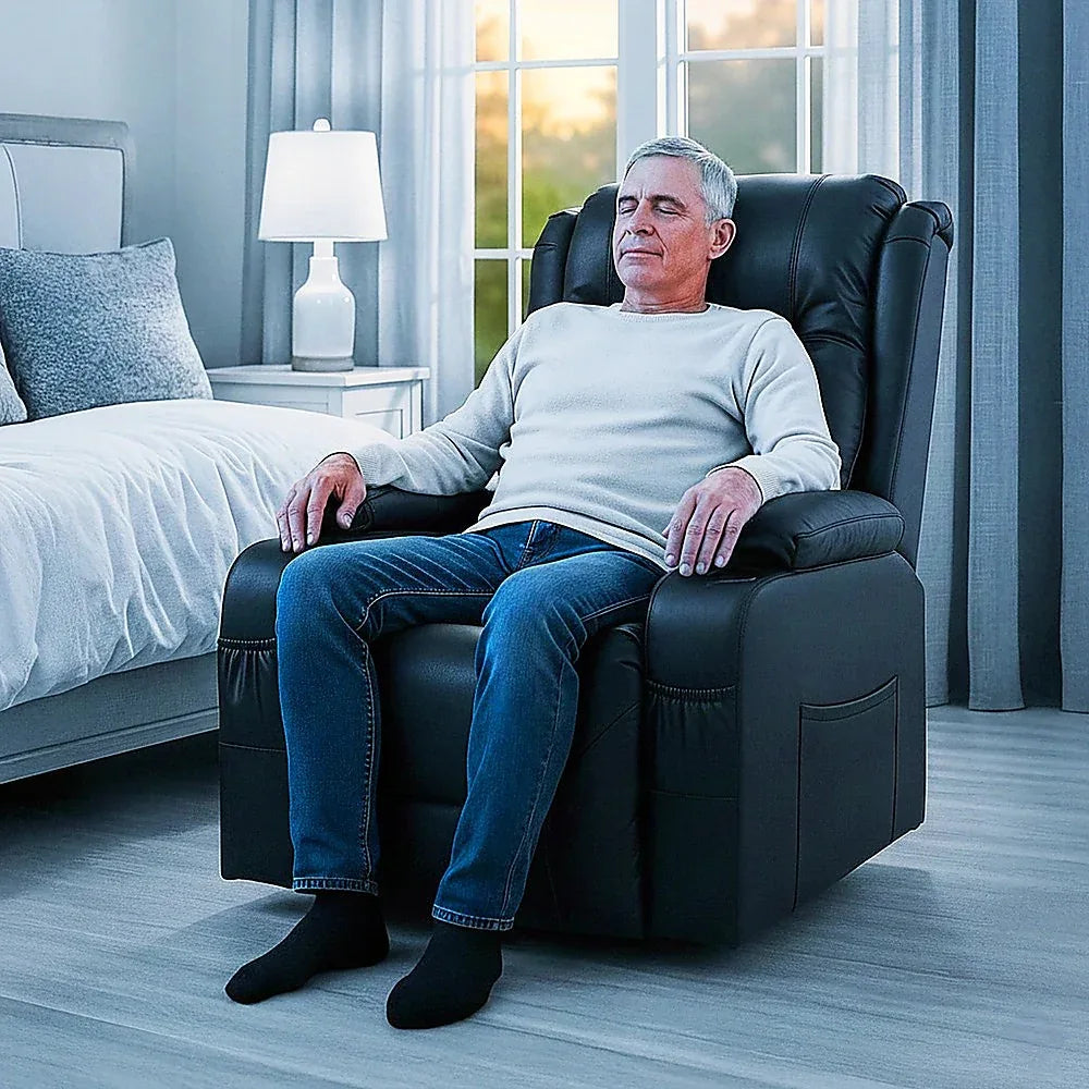 Lift Heated Leather Recliner Electric Massage Chair with USB port - Mekamart Australia