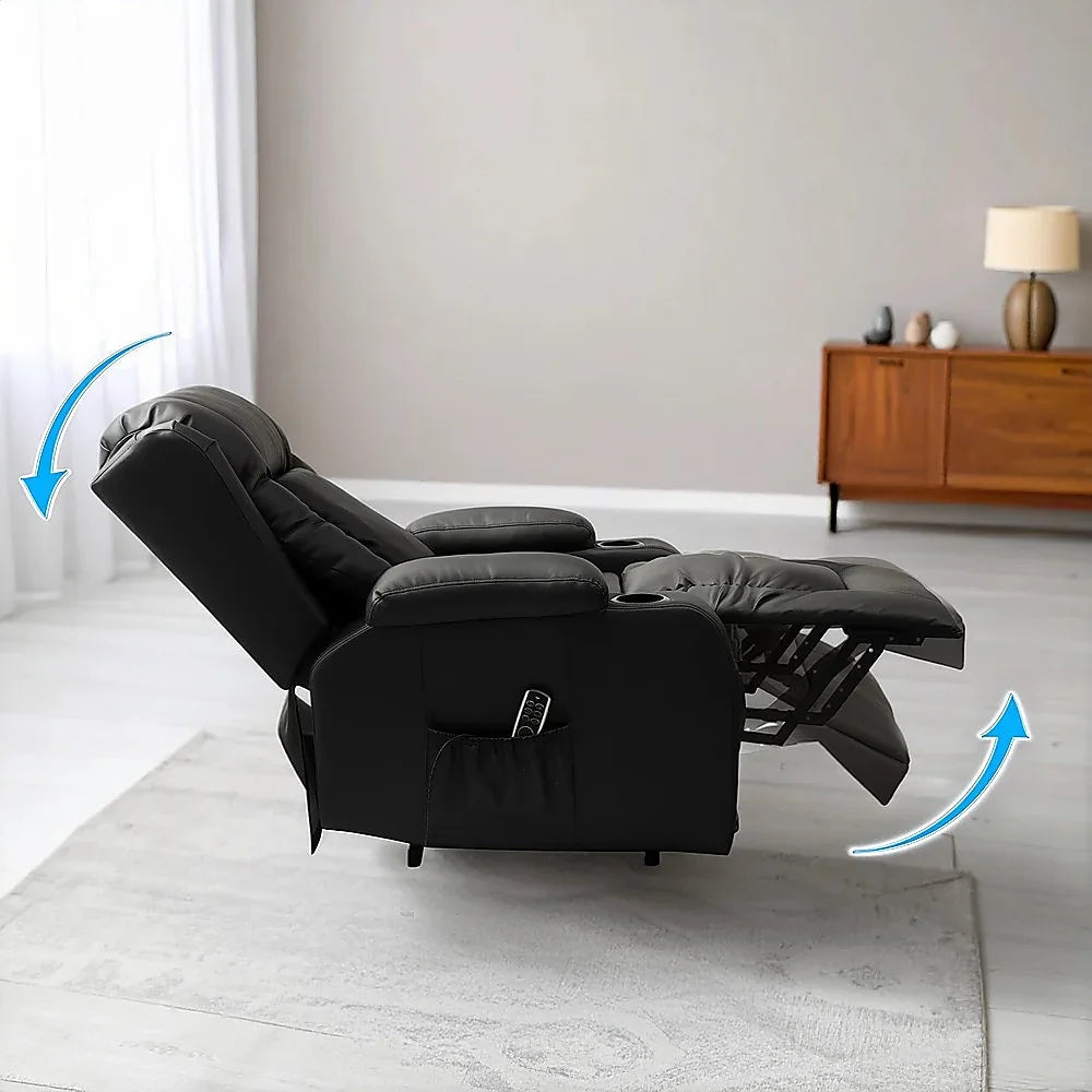 Lift Heated Leather Recliner Electric Massage Chair with USB port - Mekamart Australia
