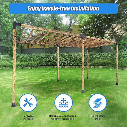 Roof Pergola Gazebo Shed Matte Black Steel Brackets DIY Kits - Mekamart Australia