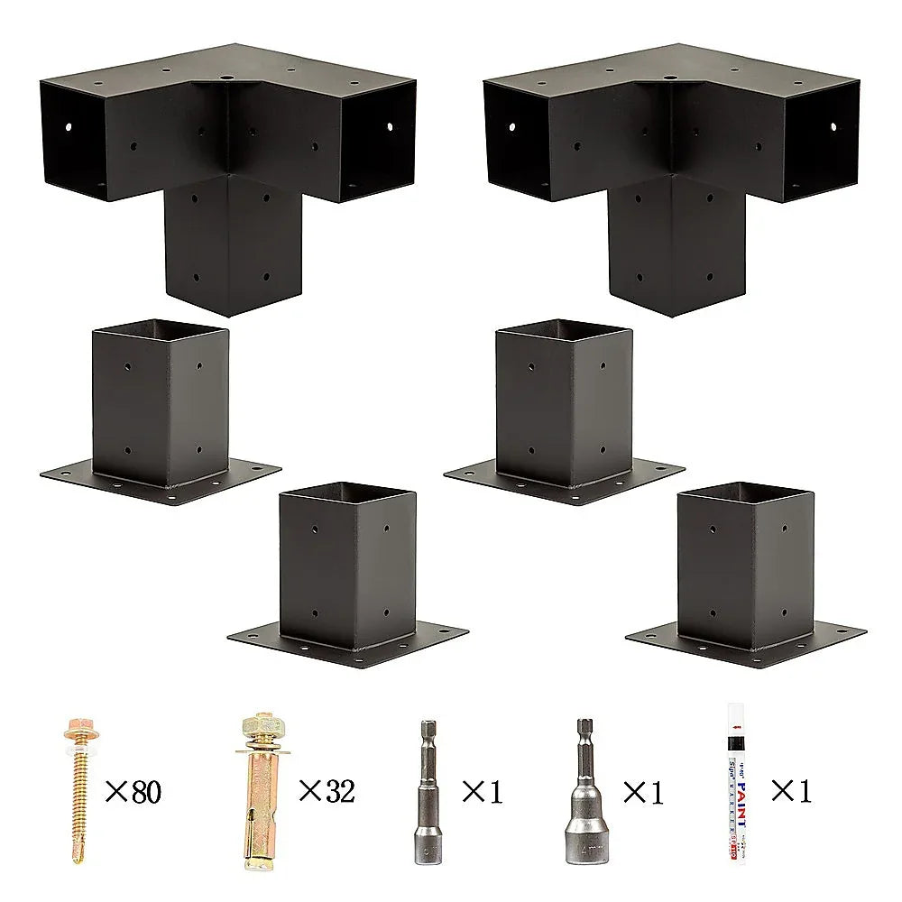 Roof Pergola Gazebo Shed Matte Black Steel Brackets DIY Kits - Mekamart Australia