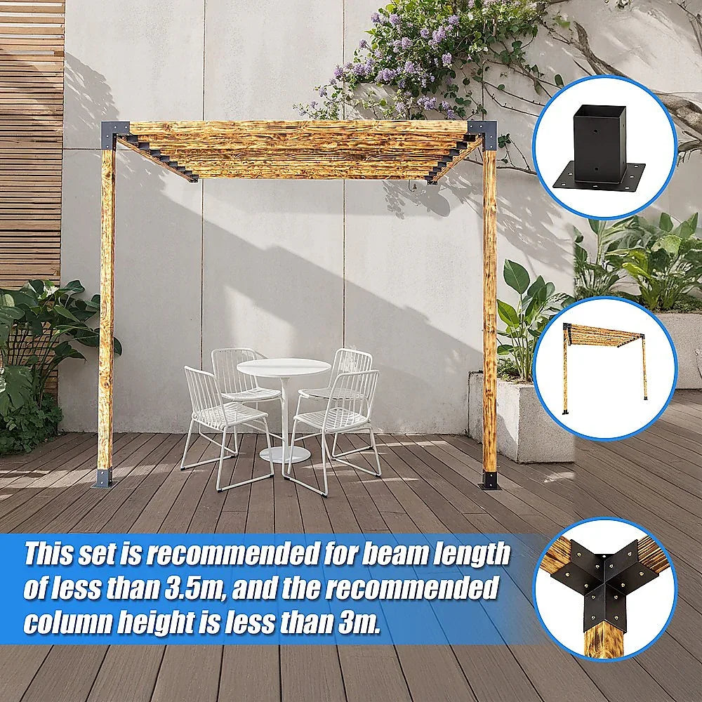 Roof Pergola Gazebo Shed Matte Black Steel Brackets DIY Kits - Mekamart Australia