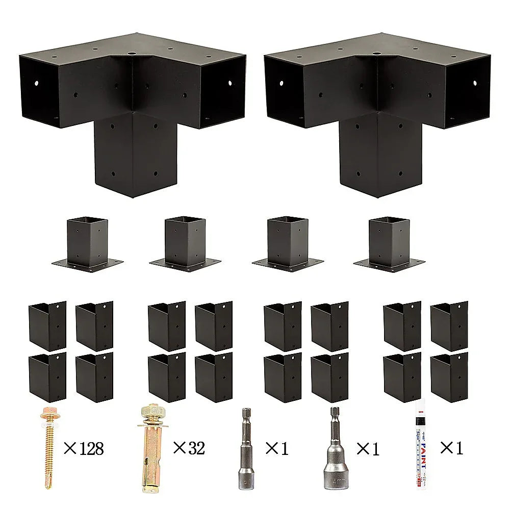 Roof Pergola Gazebo Shed Matte Black Steel Brackets DIY Kits - Mekamart Australia