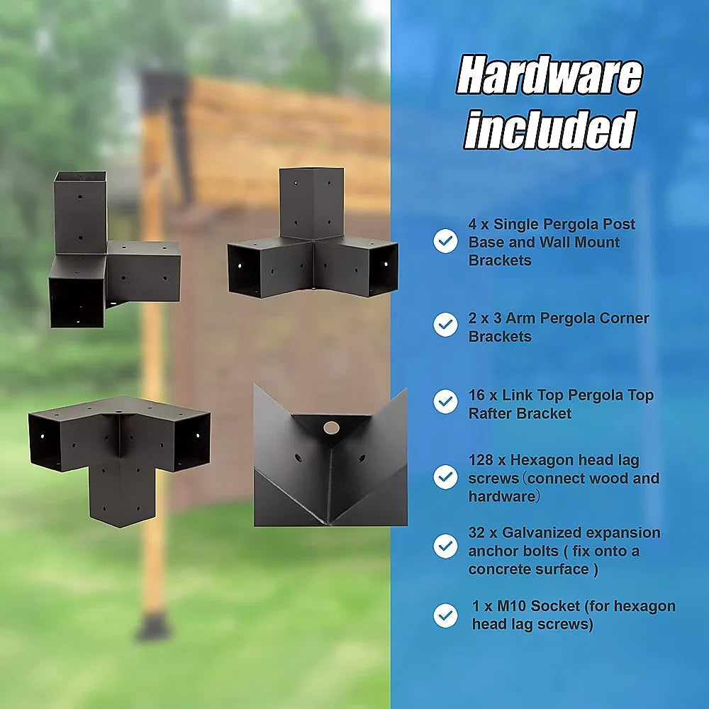 Roof Pergola Gazebo Shed Matte Black Steel Brackets DIY Kits - Mekamart Australia