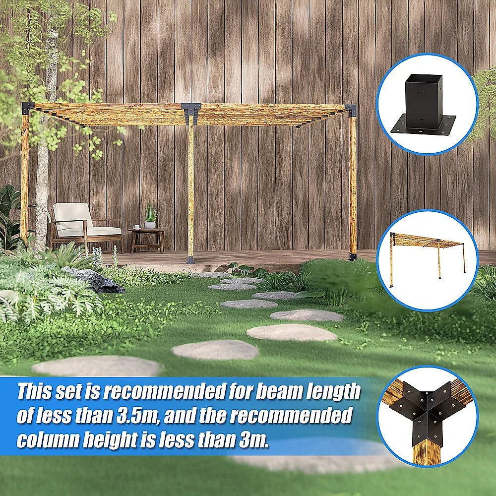 Roof Pergola Gazebo Shed Matte Black Steel Brackets DIY Kits - Mekamart Australia
