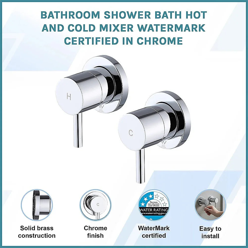 Bathroom Shower Bath Hot and Cold Mixer WATERMARK Certified in Chrome - Mekamart Australia