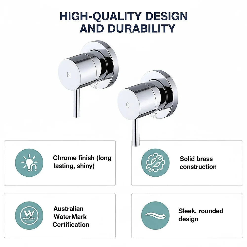 Bathroom Shower Bath Hot and Cold Mixer WATERMARK Certified in Chrome - Mekamart Australia
