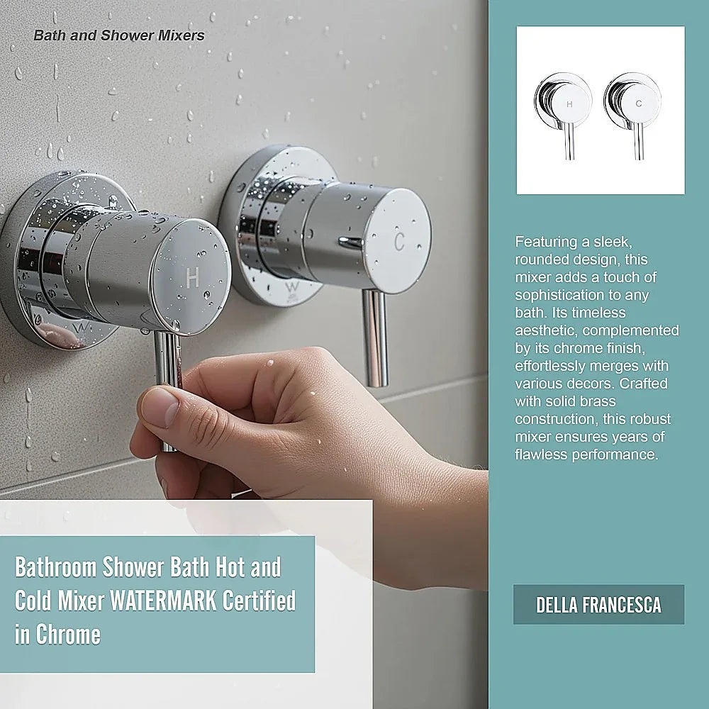 Bathroom Shower Bath Hot and Cold Mixer WATERMARK Certified in Chrome - Mekamart Australia
