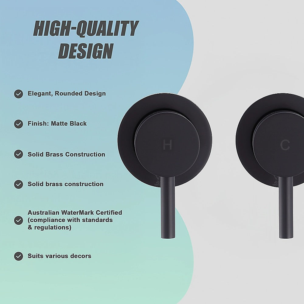 Bathroom Shower Bath Hot and Cold Mixer WATERMARK Certified in Black