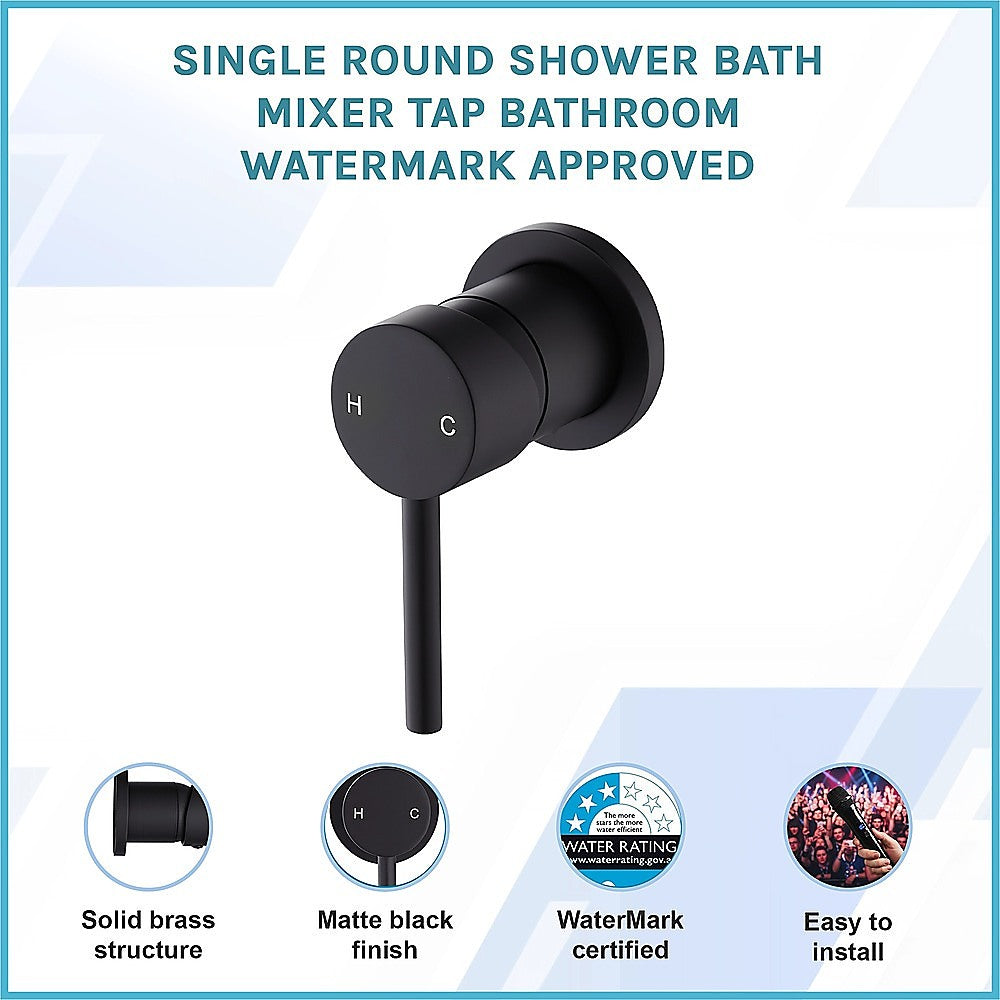 Single Round Shower Bath Mixer Tap Bathroom WATERMARK Approved