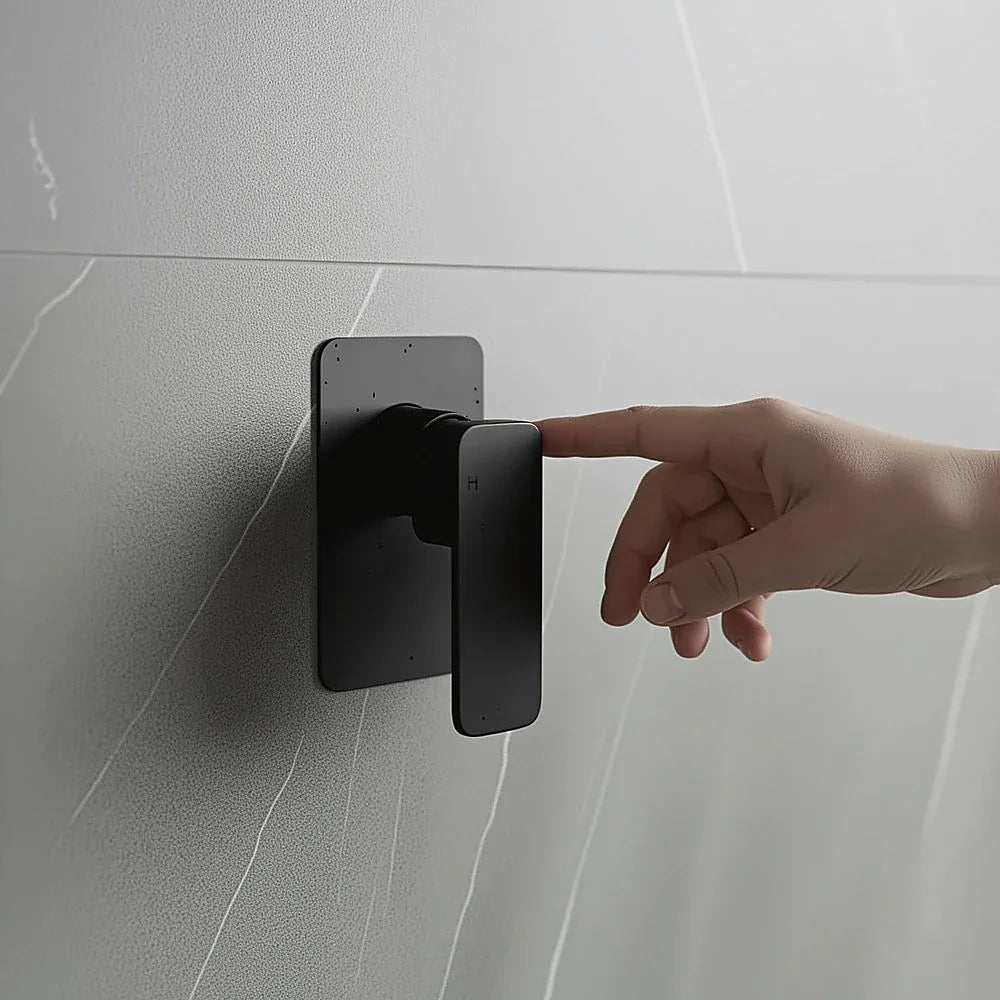 Single Square Shower Bath Mixer Tap Bathroom WATERMARK Approved in Black