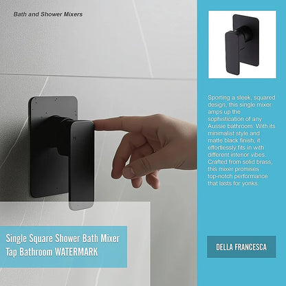 Single Square Shower Bath Mixer Tap Bathroom WATERMARK Approved in Black