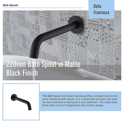 220mm Bath Spout in Matte Black Finish - Mekamart Australia