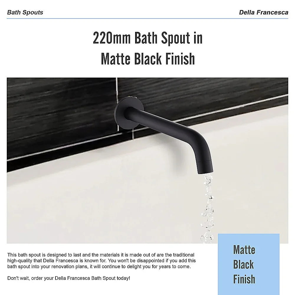 220mm Bath Spout in Matte Black Finish - Mekamart Australia