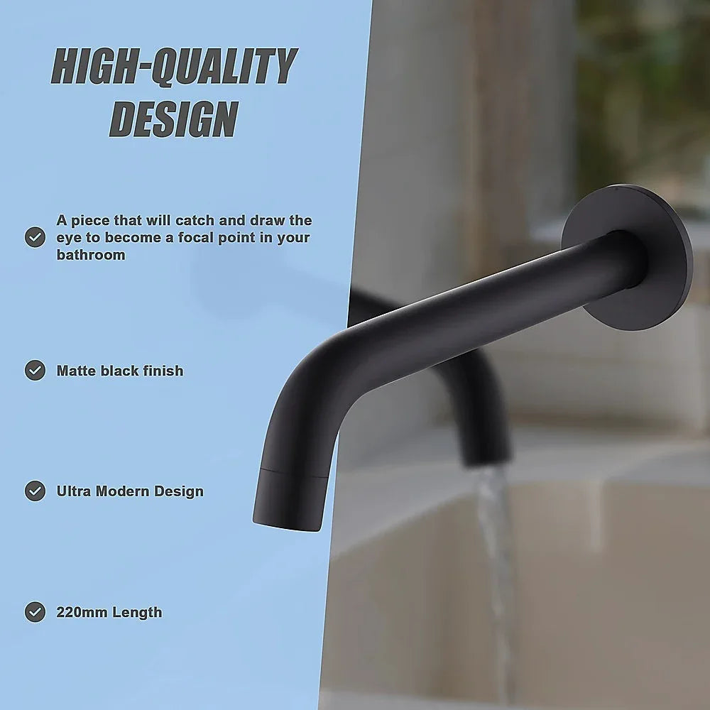 220mm Bath Spout in Matte Black Finish - Mekamart Australia