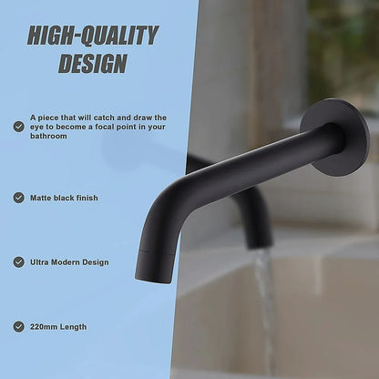 220mm Bath Spout in Matte Black Finish - Mekamart Australia