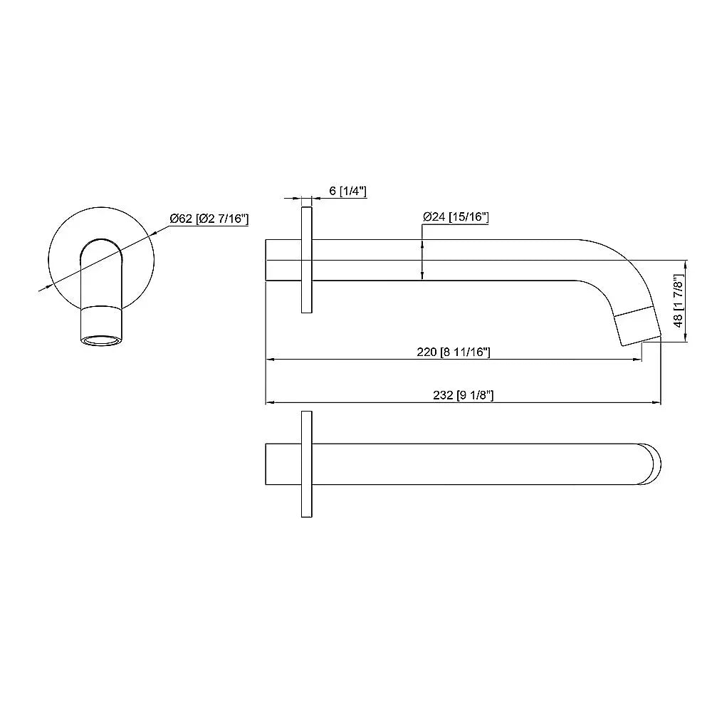 220mm Bath Spout in Matte Black Finish - Mekamart Australia