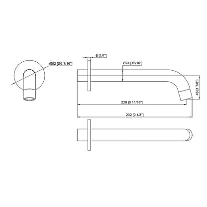 220mm Bath Spout in Matte Black Finish - Mekamart Australia