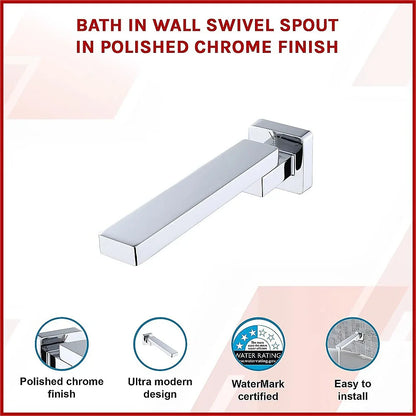 Bath In Wall Swivel Spout in Polished Chrome Finish - Mekamart Australia