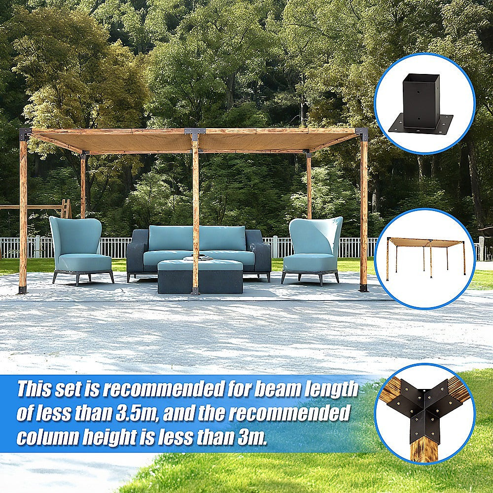 Roof Pergola Gazebo Shed Matte Black Steel Brackets and Coffee Screen DIY Kits