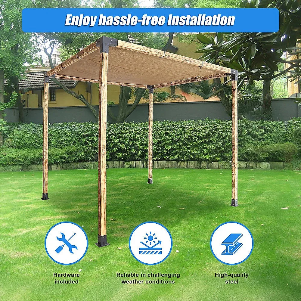 Roof Pergola Gazebo Shed Matte Black Steel Brackets and Black Screen DIY Kits - Mekamart Australia