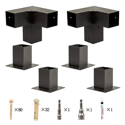 Roof Pergola Gazebo Shed Matte Black Steel Brackets and Black Screen DIY Kits - Mekamart Australia