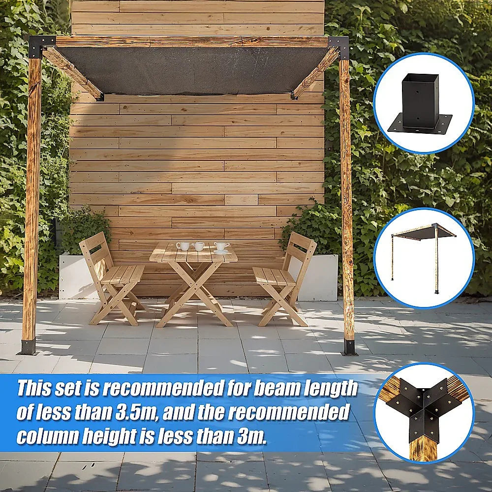 Roof Pergola Gazebo Shed Matte Black Steel Brackets and Black Screen DIY Kits - Mekamart Australia