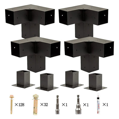 Roof Pergola Gazebo Shed Matte Black Steel Brackets and Coffee Screen DIY Kits - Mekamart Australia