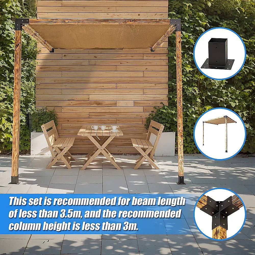 Roof Pergola Gazebo Shed Matte Black Steel Brackets and Coffee Screen DIY Kits - Mekamart Australia