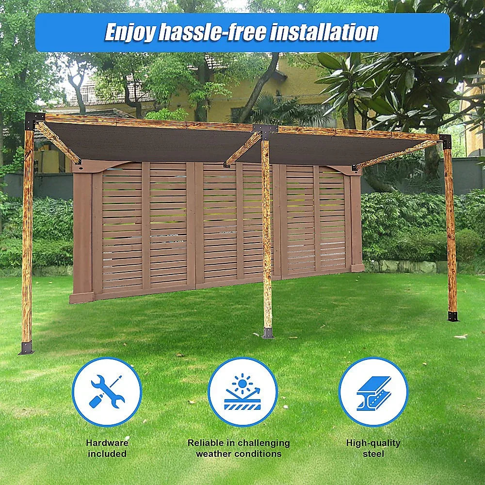 Roof Pergola Gazebo Shed Matte Black Steel Brackets and Coffee Screens DIY Kits - Mekamart Australia