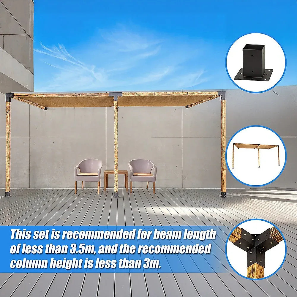Roof Pergola Gazebo Shed Matte Black Steel Brackets and Coffee Screens DIY Kits - Mekamart Australia