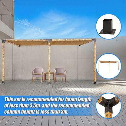 Roof Pergola Gazebo Shed Matte Black Steel Brackets and Coffee Screens DIY Kits - Mekamart Australia