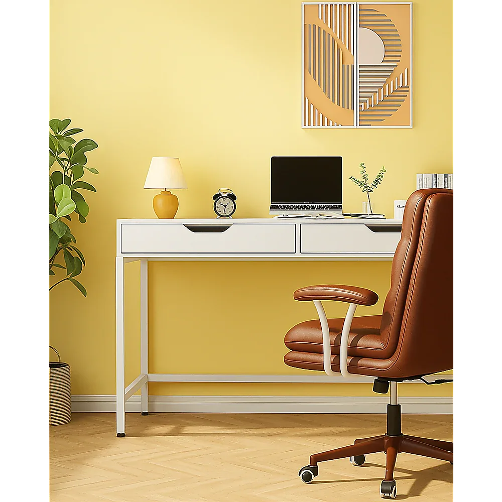 White Computer Desk – Modern PC Laptop Table for Gaming, Home Office, or Study Space Furniture - Mekamart Australia