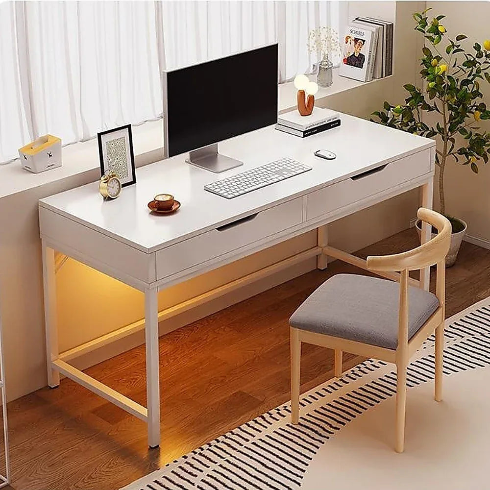 White Computer Desk – Modern PC Laptop Table for Gaming, Home Office, or Study Space Furniture - Mekamart Australia