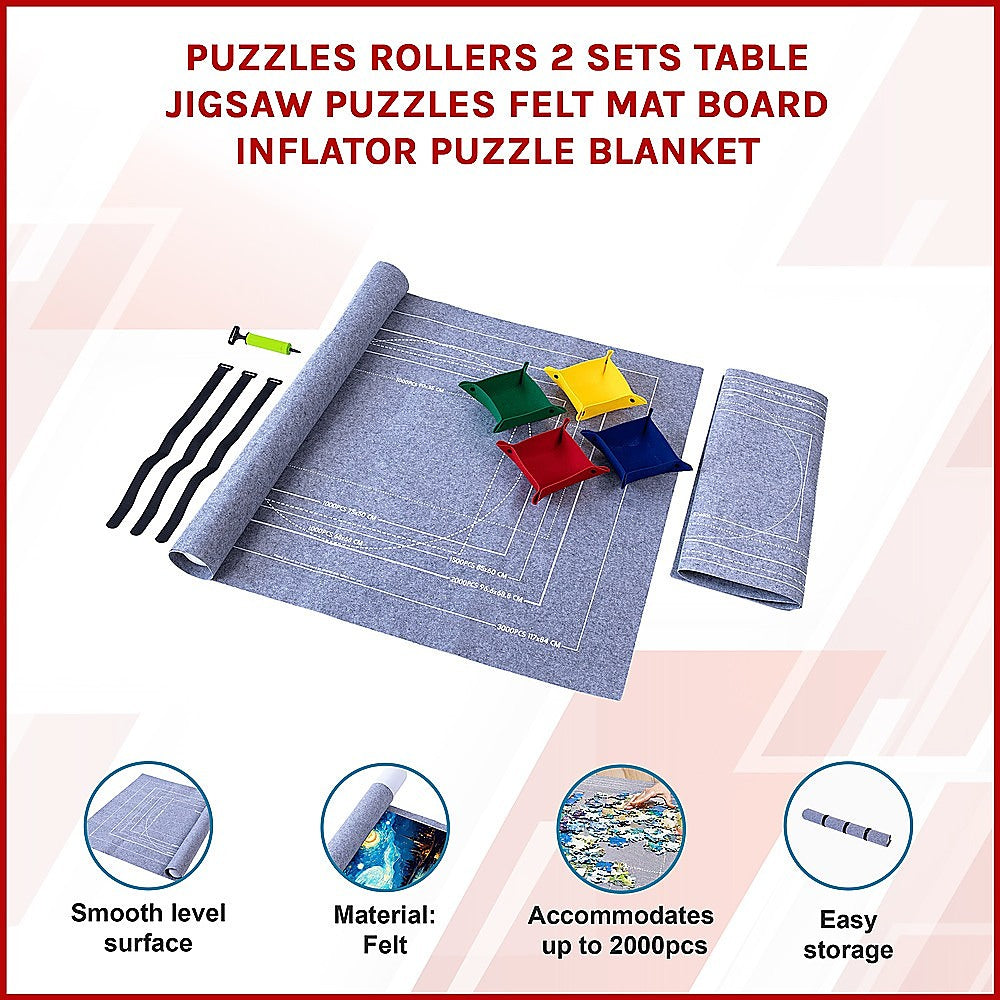 Puzzles Rollers 2 Sets Table Jigsaw Puzzles Felt Mat Board Inflator Puzzle Blanket