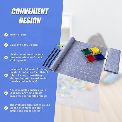 Puzzles Rollers 2 Sets Table Jigsaw Puzzles Felt Mat Board Inflator Puzzle Blanket