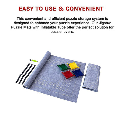 Puzzles Rollers 2 Sets Table Jigsaw Puzzles Felt Mat Board Inflator Puzzle Blanket