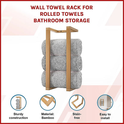 Wall Towel Rack for Rolled Towels Bathroom Storage