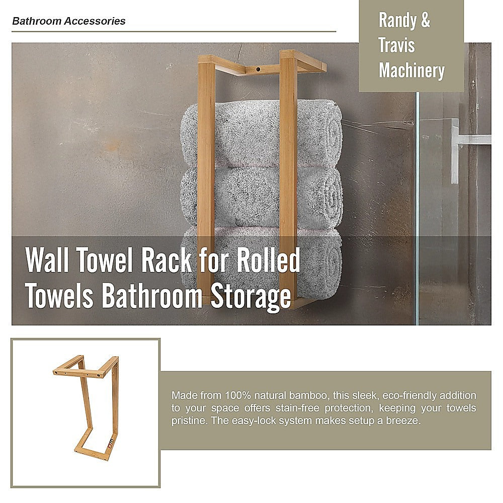 Wall Towel Rack for Rolled Towels Bathroom Storage
