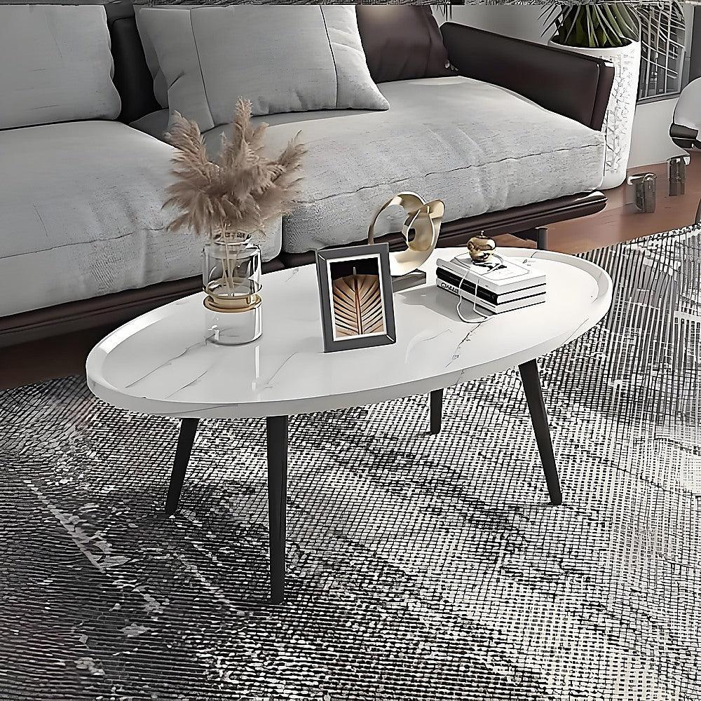 Oval Coffee Table Mid Century Modern Minimalist Display - Mekamart Australia