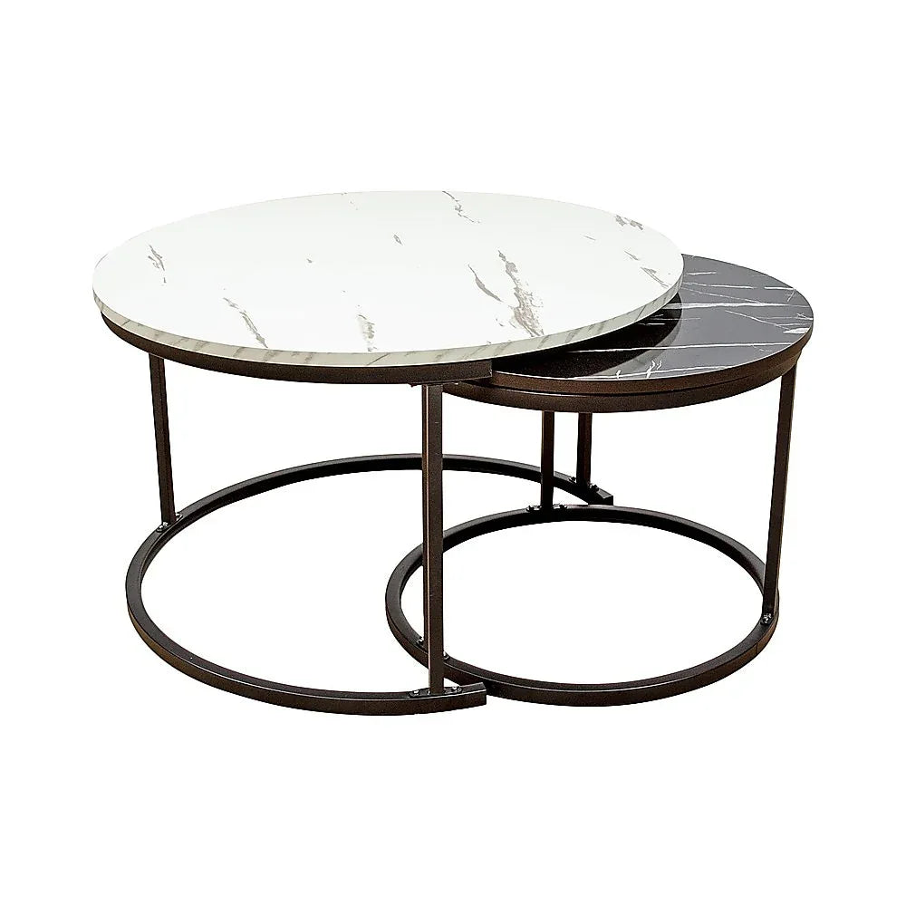 Coffee Table Round Marble Design Nesting Side Furniture - Mekamart Australia