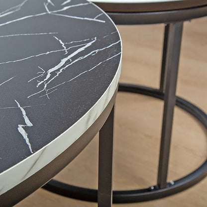 Coffee Table Round Marble Design Nesting Side Furniture - Mekamart Australia