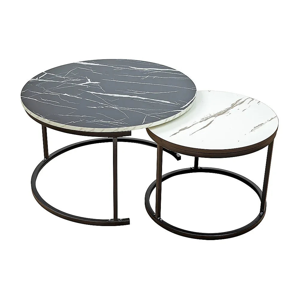Coffee Table Round Marble Design Nesting Side Furniture - Mekamart Australia