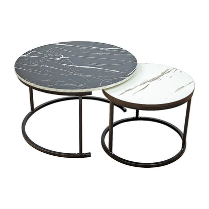 Coffee Table Round Marble Design Nesting Side Furniture - Mekamart Australia