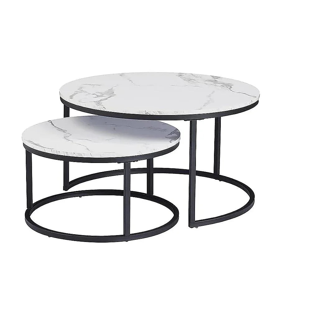 Coffee Table Round Marble Design Nesting Side Furniture - Mekamart Australia