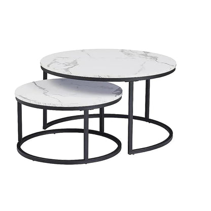 Coffee Table Round Marble Design Nesting Side Furniture - Mekamart Australia