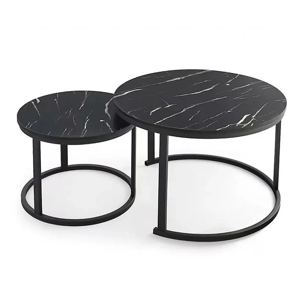 Coffee Table Round Marble Design Nesting Side Furniture - Mekamart Australia