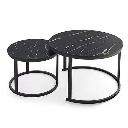 Coffee Table Round Marble Design Nesting Side Furniture - Mekamart Australia