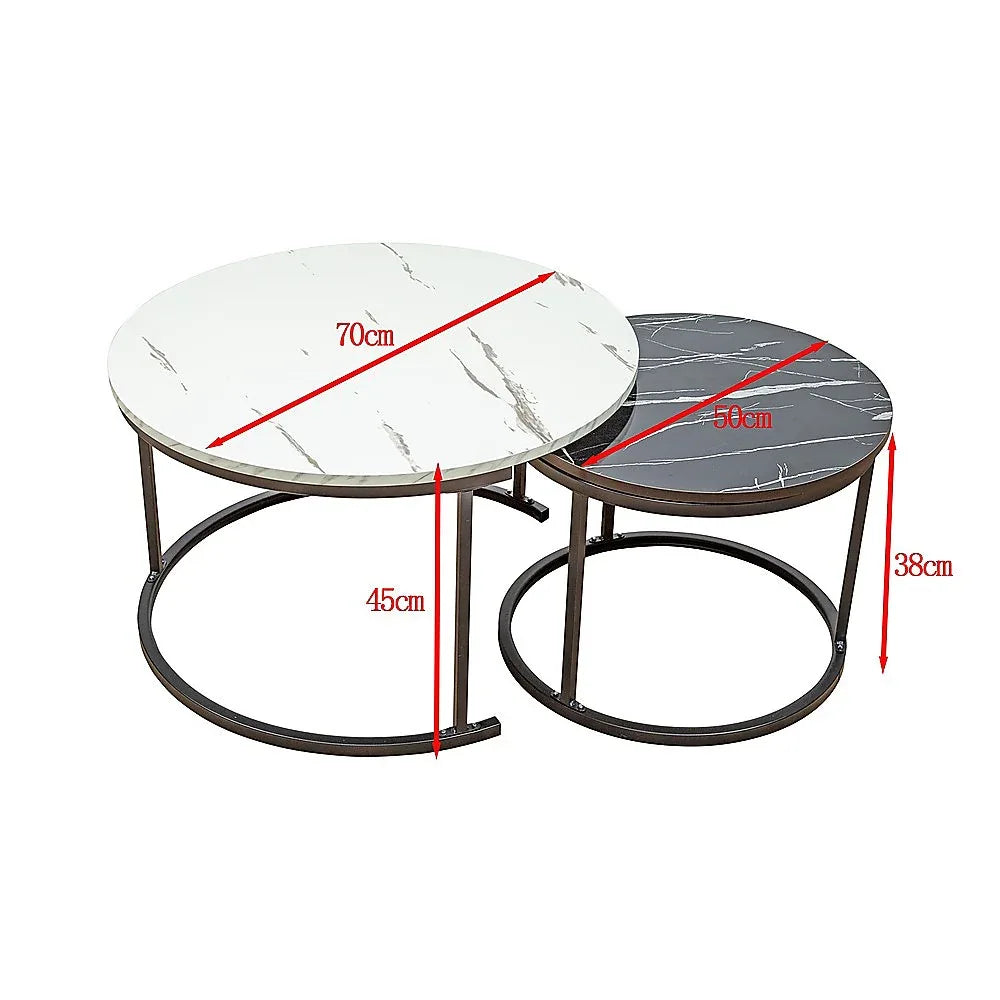 Coffee Table Round Marble Design Nesting Side Furniture - Mekamart Australia
