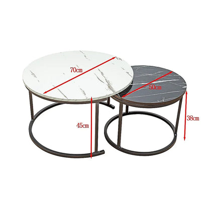 Coffee Table Round Marble Design Nesting Side Furniture - Mekamart Australia