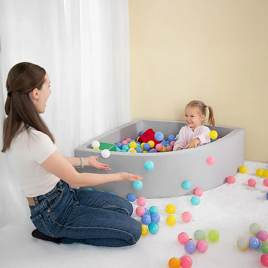 Corner Ball Pit Playpen Enclosure – Safe Grey Play Area for Babies and Toddlers, Indoor or Outdoor - Mekamart Australia